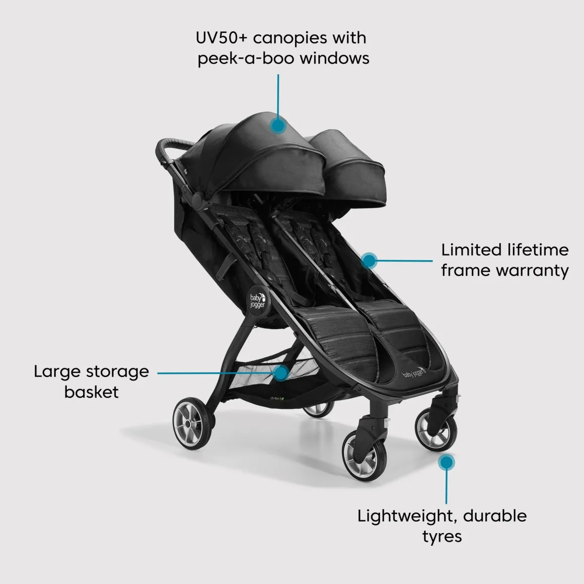 Baby Jogger - City Tour 2 Double - Pitch Black