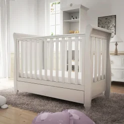 Babymore Eva Sleigh Cot Bed Dropside with Drawer