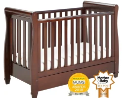 Babymore Eva Sleigh Cot Bed Dropside with Drawer