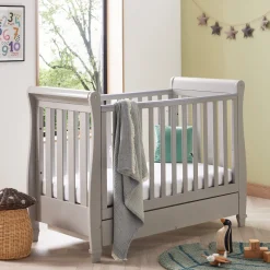 Babymore Eva Sleigh Cot Bed Dropside with Drawer
