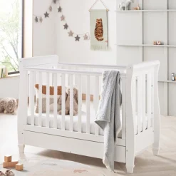 Babymore Eva Sleigh Cot Bed Dropside with Drawer