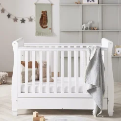 Babymore Eva Sleigh Cot Bed Dropside with Drawer