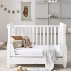 Babymore Eva Sleigh Cot Bed Dropside with Drawer