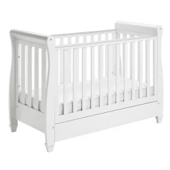 Babymore Eva Sleigh Cot Bed Dropside with Drawer