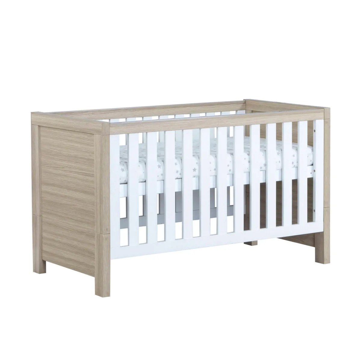Babymore Luno Cot Bed - White Oak