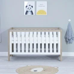 Babymore Luno Cot Bed - White Oak