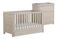Babymore Luno Oak Room Set 2 piece - Cot Bed with drawer & Chest