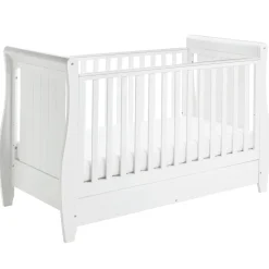 Babymore Stella Sleigh Drop Side Cot Bed - White