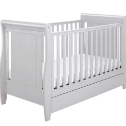 Babymore Stella Sleigh Drop Side Cot Bed - Grey