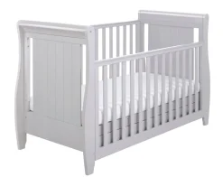 Babymore Stella Sleigh Drop Side Cot Bed - Grey