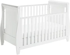 Babymore Stella Sleigh Drop Side Cot Bed - White