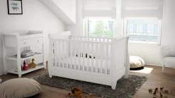 Babymore Stella Sleigh Drop Side Cot Bed - White