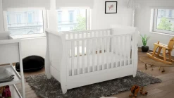 Babymore Stella Sleigh Drop Side Cot Bed - White