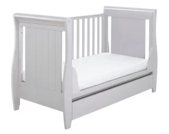 Babymore Stella Sleigh Drop Side Cot Bed - Grey