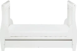 Babymore Stella Sleigh Drop Side Cot Bed - White