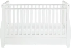 Babymore Stella Sleigh Drop Side Cot Bed - White