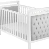 Babymore Velvet Deluxe Cot Bed - White with Grey Velvet