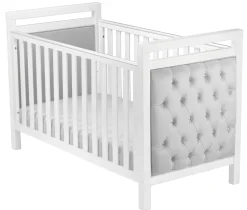 Babymore Velvet Deluxe Cot Bed - White with Grey Velvet