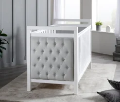 Babymore Velvet Deluxe Cot Bed - White with Grey Velvet
