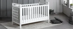 Babymore Velvet Deluxe Cot Bed - White with Grey Velvet