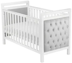 Babymore Velvet Deluxe Cot Bed - White with Grey Velvet