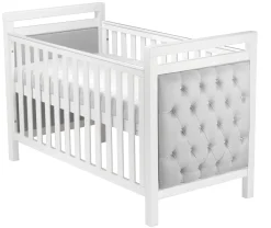 Babymore Velvet Deluxe Cot Bed - White with Grey Velvet