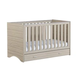 Babymore Veni Cot Bed With Drawer - Oak