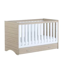 Babymore Veni Cot Bed With Drawer -  White Oak