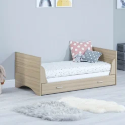 Babymore Veni Cot Bed With Drawer -  White Oak