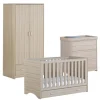 Babymore Veni Oak Room Set 3 pieces - Cot Bed with drawer, Chest & Wardrobe