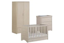 Babymore Veni Oak Room Set 3 pieces - Cot Bed with drawer, Chest & Wardrobe