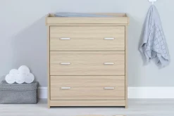 Babymore Veni Oak Room Set 3 pieces - Cot Bed with drawer, Chest & Wardrobe