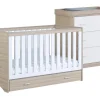 Babymore Veni White Oak Room set 2 pieces - Cot Bed with drawer & Chest
