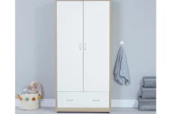 Babymore Veni White Oak Room set 3 pieces - Cot Bed with drawer, Chest & Wardrobe