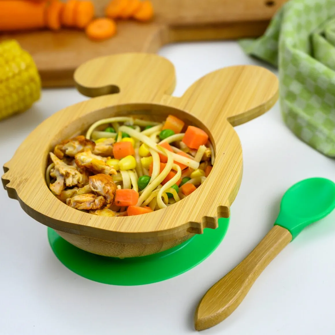 Bamboo Bunny Baby Bowl - Silicone Suction Base & Spoon
