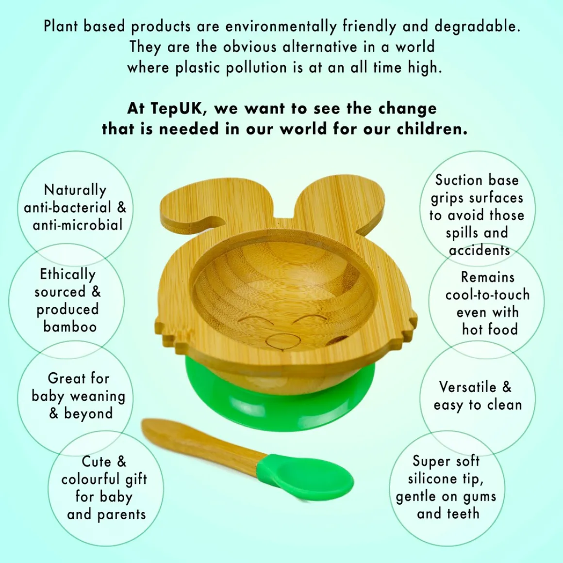 Bamboo Bunny Baby Bowl - Silicone Suction Base & Spoon