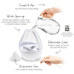 Crane Drop 2.0 4-in-1 Humidifier With Sound Machine and Night Light