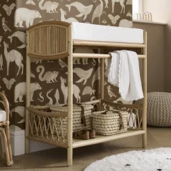 CuddleCo - Aria Wave Changer with Hanging Rail - Rattan