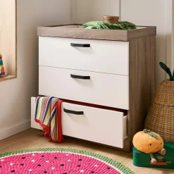 CuddleCo - Enzo Dresser & Changer - Truffle Oak & White