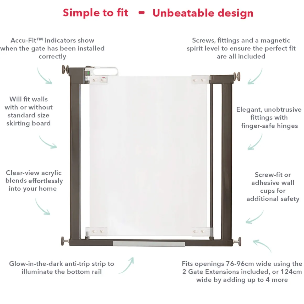 Fred Pressure Fit Clear-View Stairgate