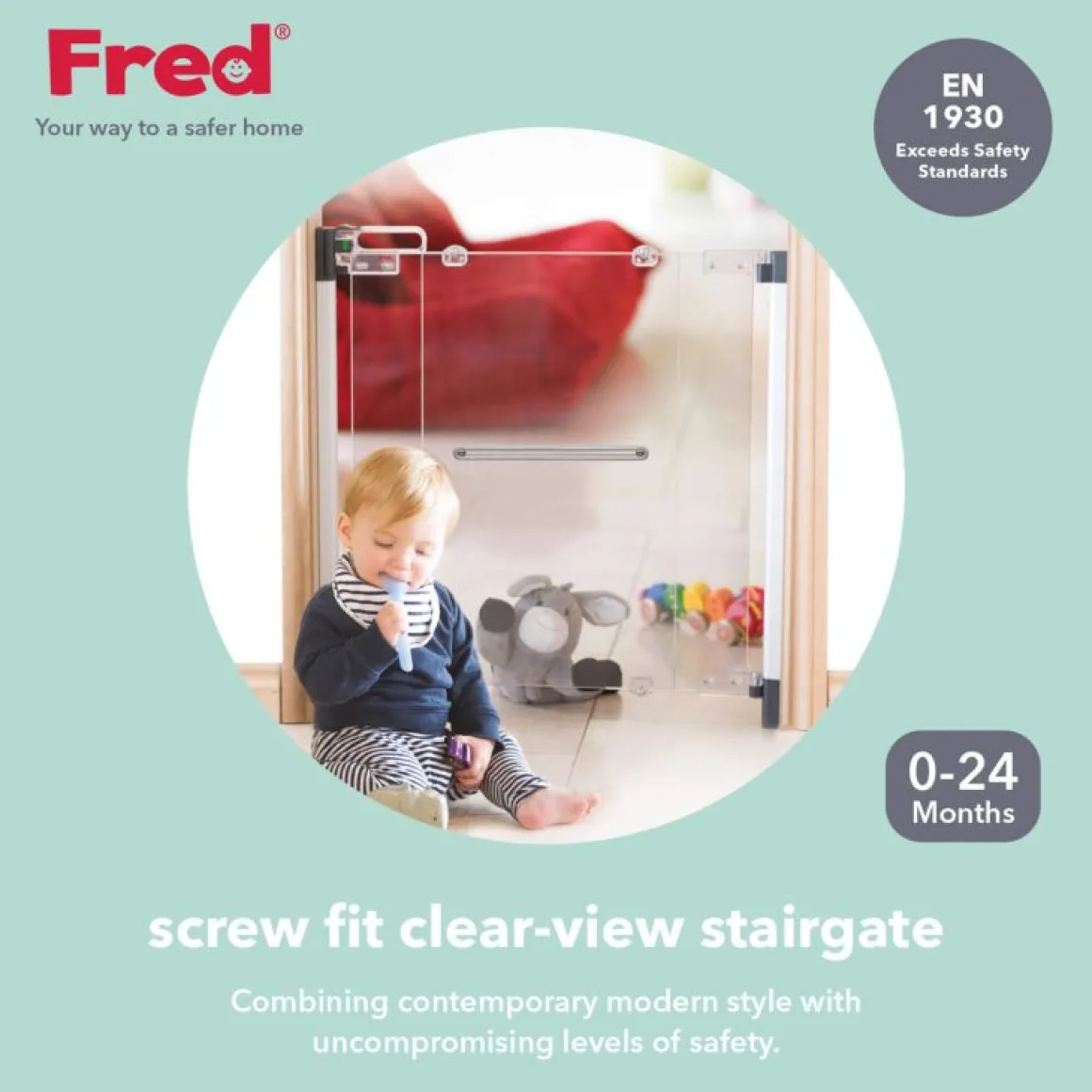 Fred Screw Fit Clear-View Stairgate