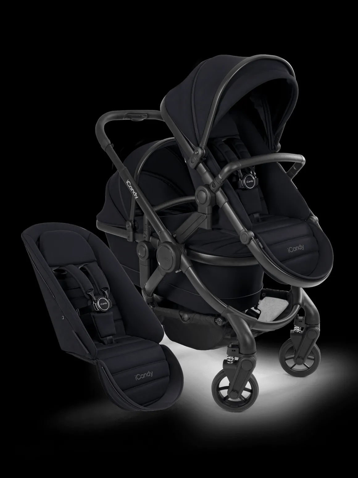 iCandy Peach 7 Pushchair & Carrycot - Double Bundle - Black
