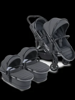 iCandy Peach 7 Pushchair & Carrycot - Twin Bundle - Dark Grey