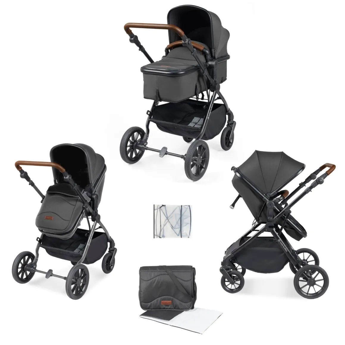 Ickle Bubba - Cosmo 2 in 1 Pushchair Set - Graphite/Tan