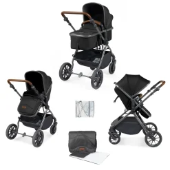 Ickle Bubba - Cosmo 2 in 1 Pushchair Set - Black/Tan