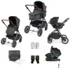 Ickle Bubba - Cosmo All in One i-Size Travel System with ISOFIX Base - Graphite/Tan
