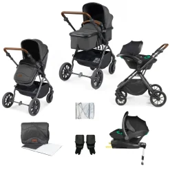 Ickle Bubba - Cosmo All in One i-Size Travel System with ISOFIX Base - Graphite/Tan