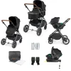 Ickle Bubba - Cosmo All in One i-Size Travel System with ISOFIX Base - Black/Tan