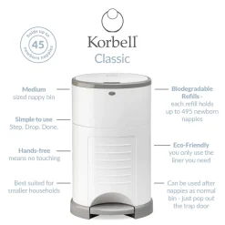 Korbell - Classic - Nappy Bin 16 litres - Odour Free Nappy Disposal