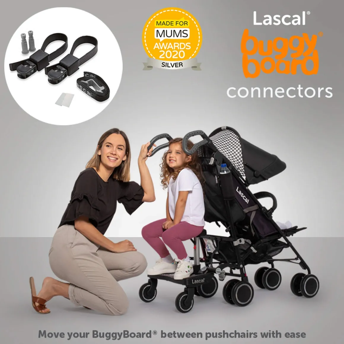Lascal BuggyBoard Maxi Plus - Black Croc with Black Saddle
